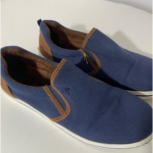 Cole Haan slip in shoes in a size four. Big kids size. Blue with tan trim size 4